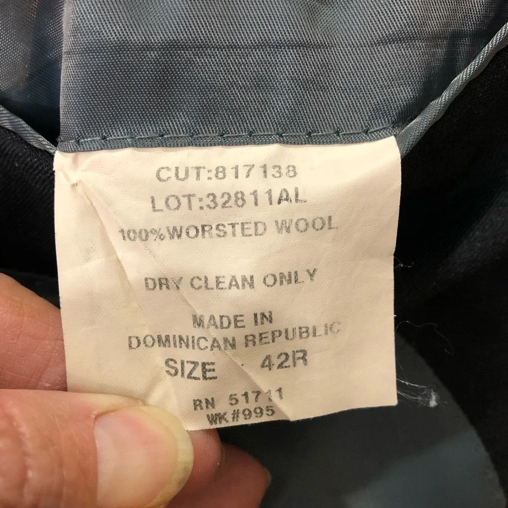 Andrew Fezza Worsted Wool Suit Blazer Sports Coat, Size 42R, Charcoal